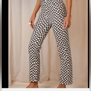 PEPPERMAYO BROWN CHECKERED STRAIGHT LEG JEANS​​​